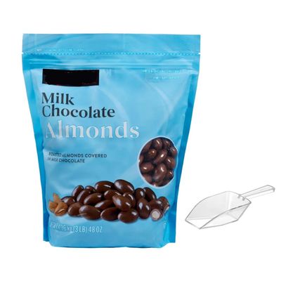Milk Chocolate Almonds Chocolate Covered Nuts Snack, Sweet & Crunchy Almond Chocolate, Resealable Bulk Bag (3 Lb 48 Oz) With Mini Braidz Scoop