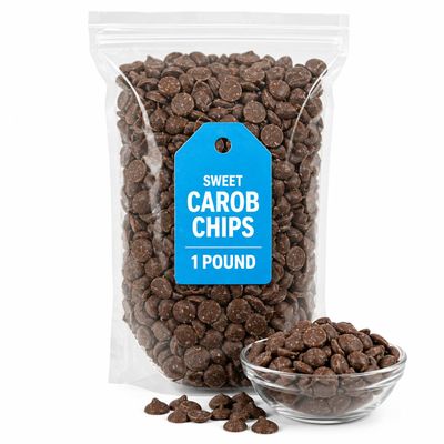 Sweet Carob Chips, 1 Pound, Smooth Baking Chips for Snacking and Desserts