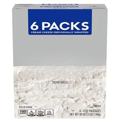 Original Cream Cheese, 6 Pack (8 oz Blocks, 48 oz Total), Made with Fresh Milk & Cream, Ideal for Cheesecake, Frosting, Dips & Baking