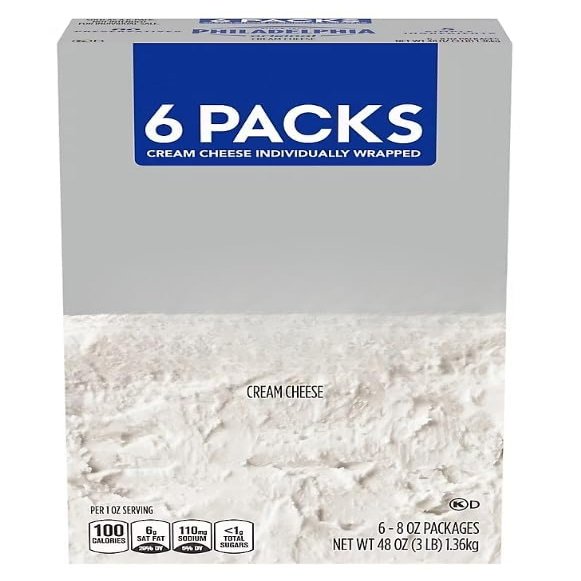 Original Cream Cheese, 6 Pack (8 oz Blocks, 48 oz Total), Made with Fresh Milk & Cream, Ideal for Cheesecake, Frosting, Dips & Baking