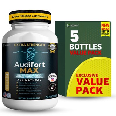Audifort MAX Dietary Supplement, All Natural, 60 Capsules, with Ginkgo and Red Asian Ginseng (1)