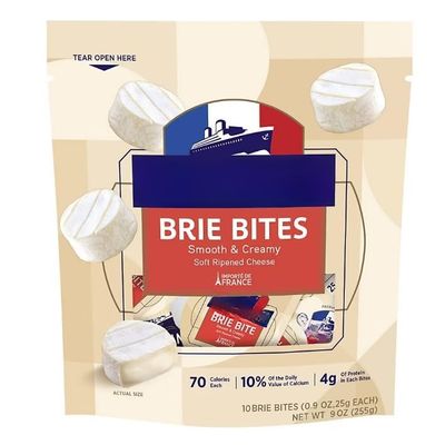 Brie Cheese Bites 10 Count, 9 oz (0.5 lb) | Creamy Buttery French Style Soft Cheese | Mild Flavor with Nutty Notes | Individually Sized Snacks for Lunchboxes, Cheese Boards & Entertaining
