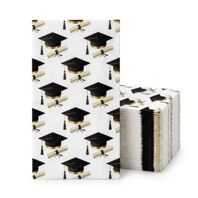 Altoona Design Cap & Diploma Graduation Guest Towel Napkins - Premium Airlaid Linen-Feel Disposable Hand Towels for Graduation Party & Event - 64 Pack