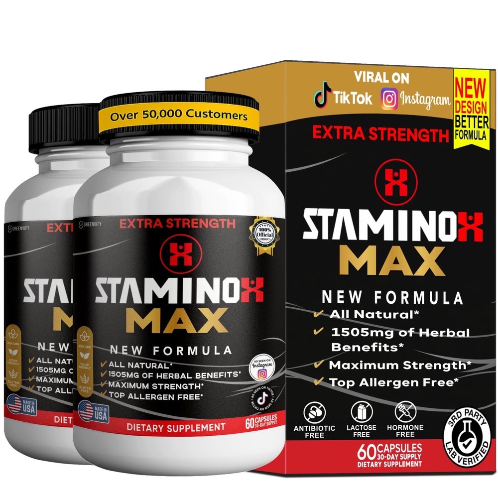 GREENVIFY StaminoX Max Dietary Supplement, Herbal Blend, Organic Maca Root, 60 Capsules (3)