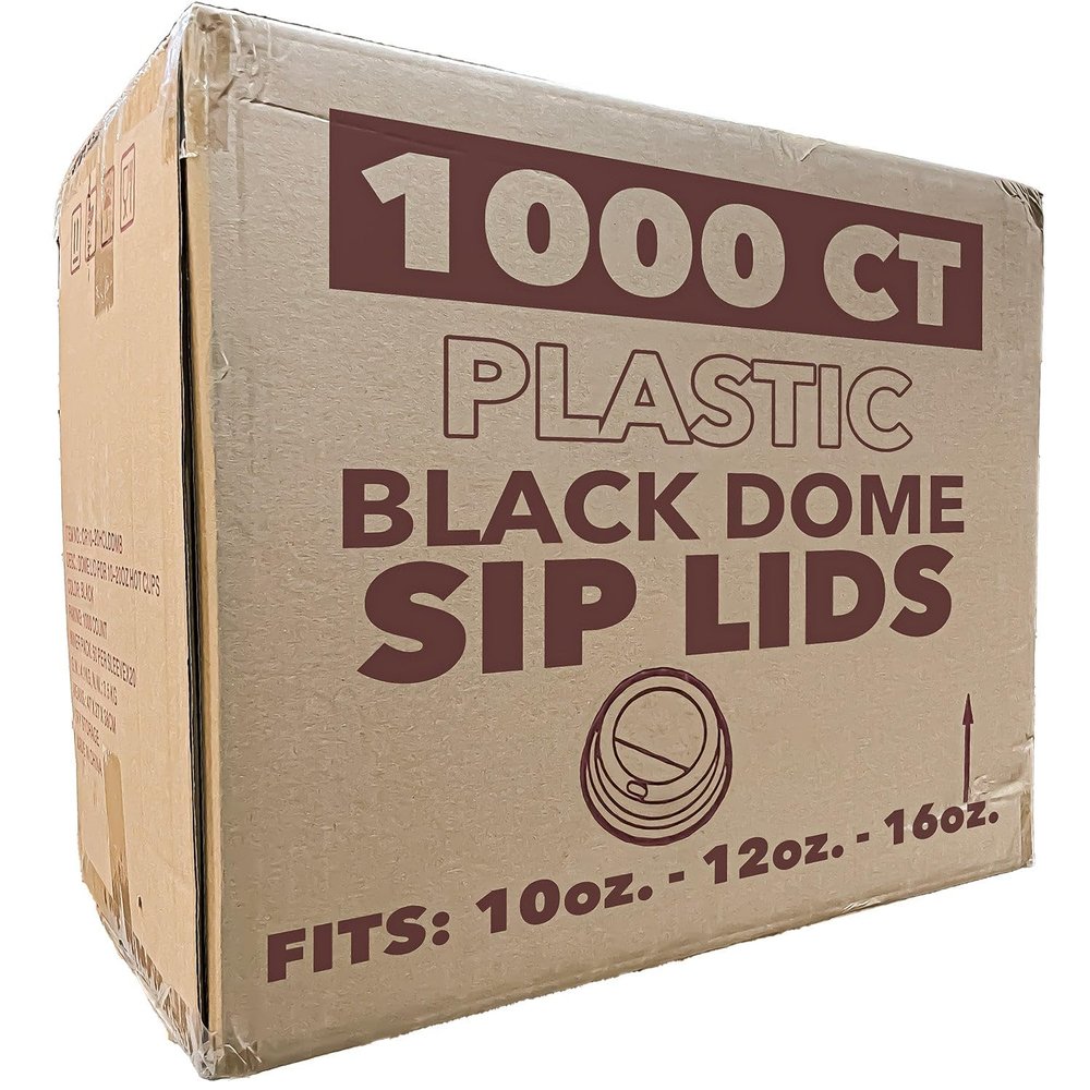 VeZee Black Dome Lids for 10, 12 & 16 oz Poly Paper Cups | Leak Resistant Fit with Sip Opening and Vent Hole | Disposable Plastic Lids for Hot Cold Drinks Coffee Tea Cups | 3000 Count