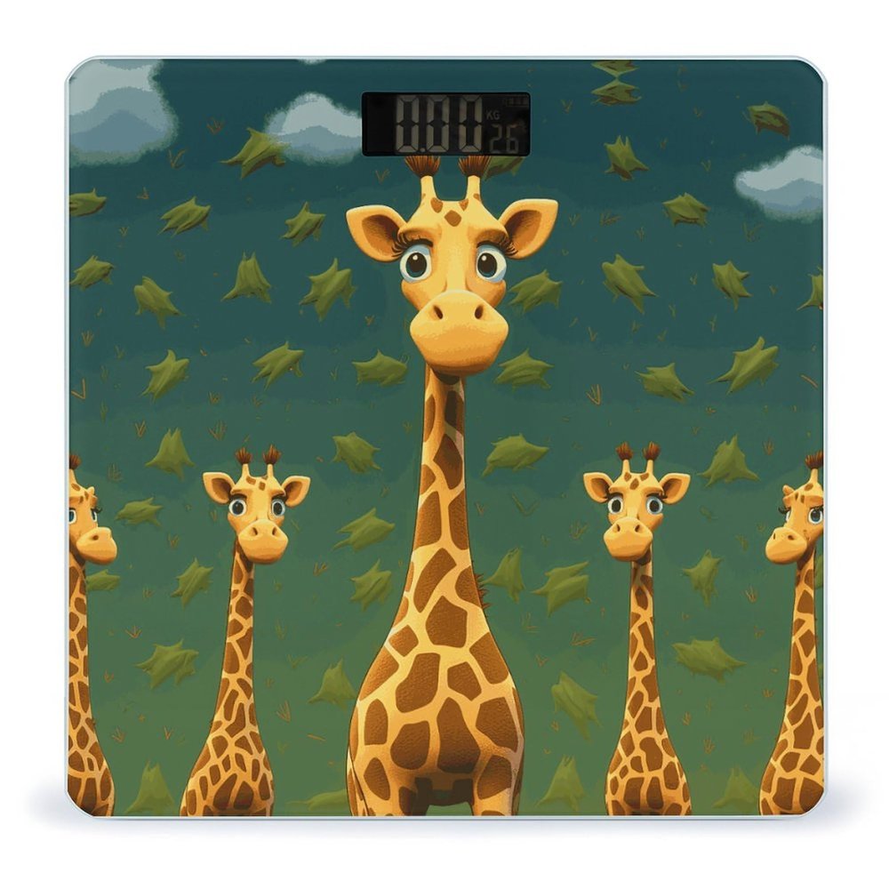 Cartoon Giraffe Bathroom Scale for Body Weight High Precision Digital Scale for Home Portable Weight Scale with Auto Step-On Function and Clear LCD Easy to Read