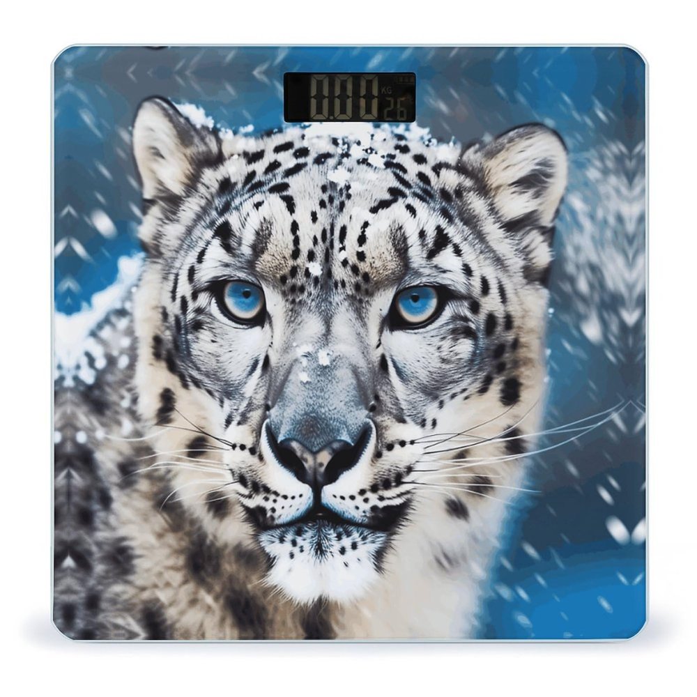 Blue Eyed Snow Leopard Bathroom Scale for Body Weight High Precision Digital Scale for Home Portable Weight Scale with Auto Step-On Function and Clear LCD Easy to Read