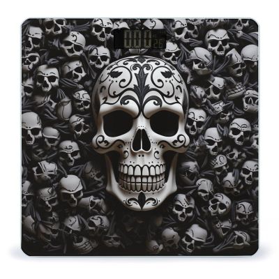 Black and White Skulls Bathroom Scale for Body Weight High Precision Digital Scale for Home Portable Weight Scale with Auto Step-On Function and Clear LCD Easy to Read