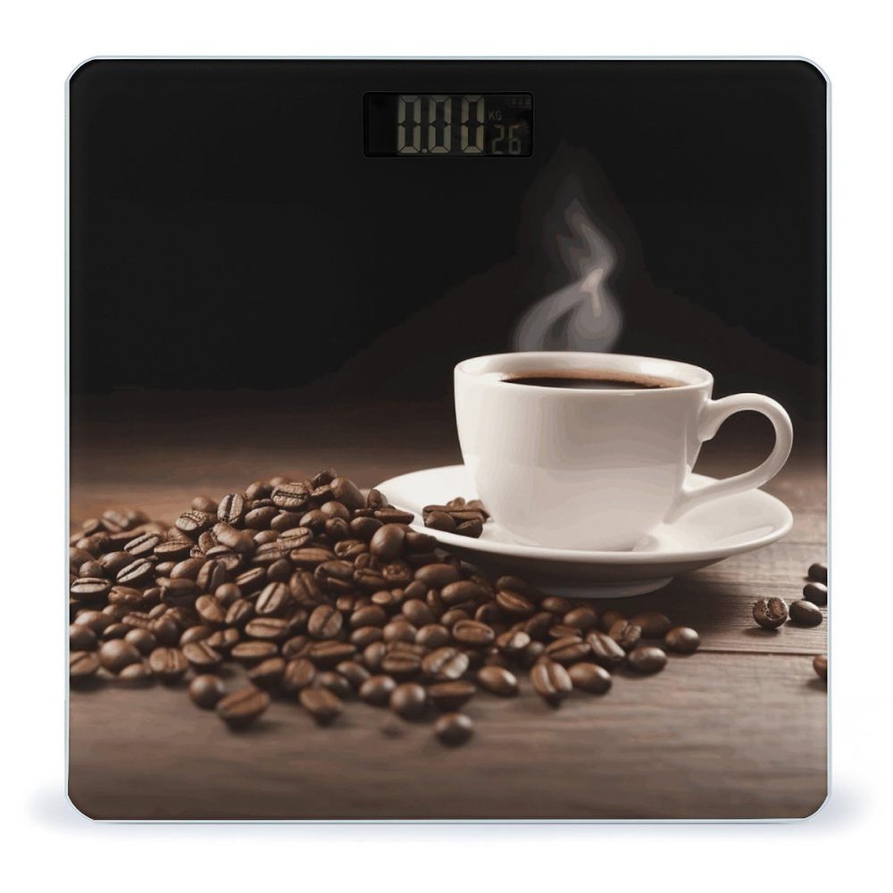 Coffee Cup and Coffee Bean Bathroom Scale for Body Weight High Precision Digital Scale for Home Portable Weight Scale with Auto Step-On Function and Clear LCD Easy to Read