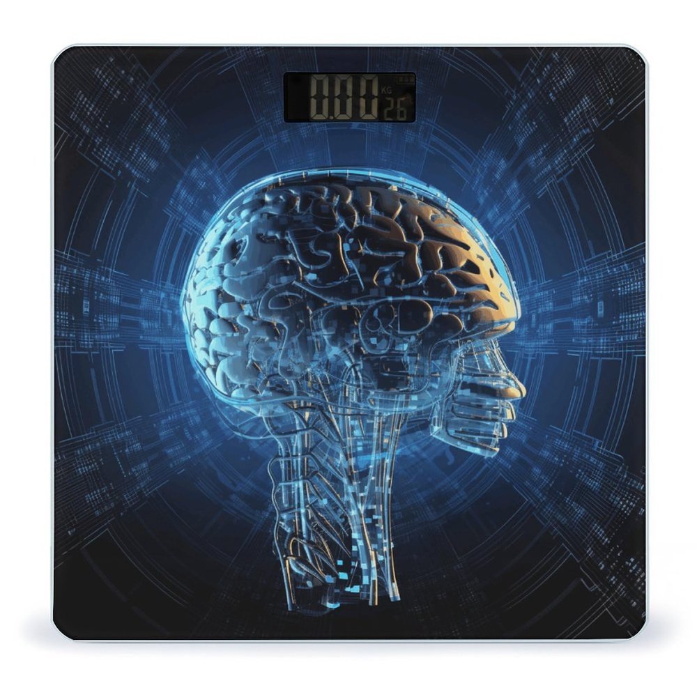 Artificial Intelligence Brain Bathroom Scale for Body Weight High Precision Digital Scale for Home Portable Weight Scale with Auto Step-On Function and Clear LCD Easy to Read