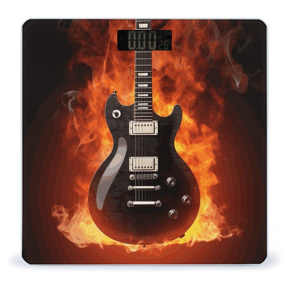 Rock Guitar Bathroom Scale for Body Weight High Precision Digital Scale for Home Portable Weight Scale with Auto Step-On Function and Clear LCD Easy to Read