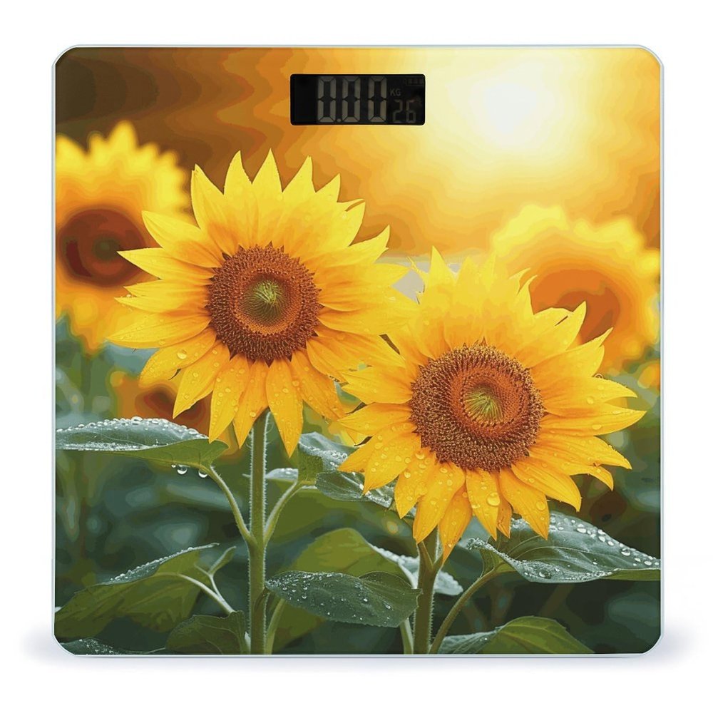 Sunflower Flowers Bathroom Scale for Body Weight High Precision Digital Scale for Home Portable Weight Scale with Auto Step-On Function and Clear LCD Easy to Read