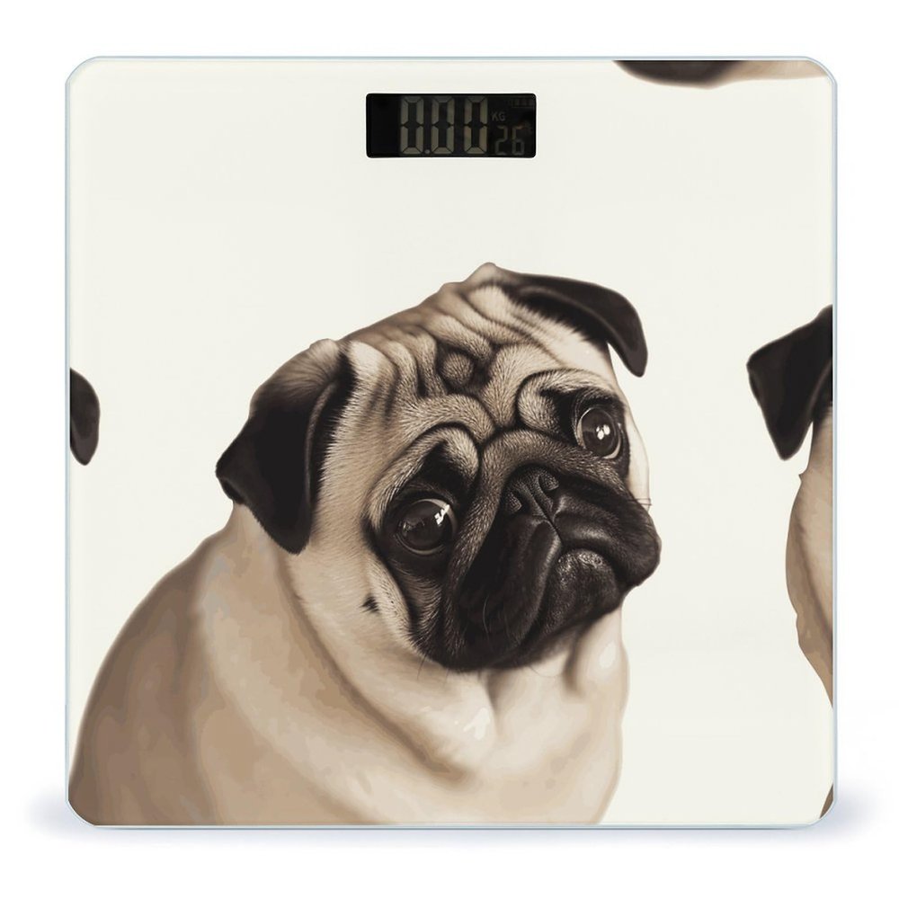 Pug Dog Bathroom Scale for Body Weight High Precision Digital Scale for Home Portable Weight Scale with Auto Step-On Function and Clear LCD Easy to Read