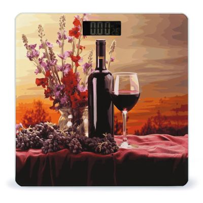 Red Wine Flower Bathroom Scale for Body Weight High Precision Digital Scale for Home Portable Weight Scale with Auto Step-On Function and Clear LCD Easy to Read