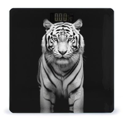 Black and White Tiger Bathroom Scale for Body Weight High Precision Digital Scale for Home Portable Weight Scale with Auto Step-On Function and Clear LCD Easy to Read