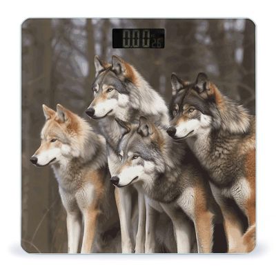 Different Colored Wolves Bathroom Scale for Body Weight High Precision Digital Scale for Home Portable Weight Scale with Auto Step-On Function and Clear LCD Easy to Read