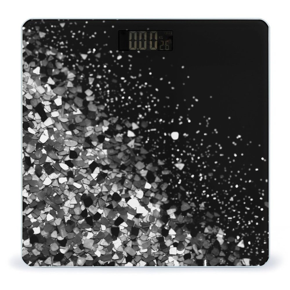 Black White Glitter Bathroom Scale for Body Weight High Precision Digital Scale for Home Portable Weight Scale with Auto Step-On Function and Clear LCD Easy to Read