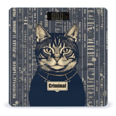 Criminal Cat Pictures Bathroom Scale for Body Weight High Precision Digital Scale for Home Portable Weight Scale with Auto Step-On Function and Clear LCD Easy to Read