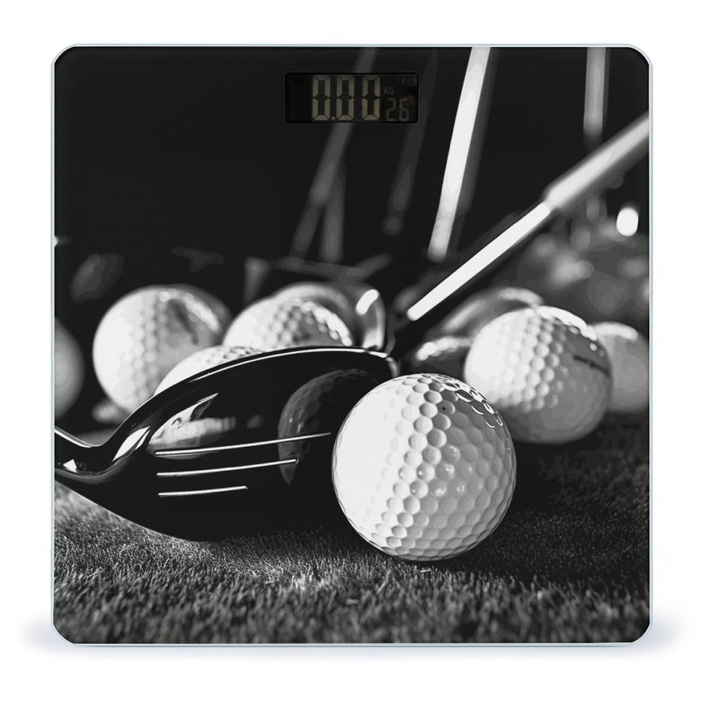 Black and White Golf Bathroom Scale for Body Weight High Precision Digital Scale for Home Portable Weight Scale with Auto Step-On Function and Clear LCD Easy to Read