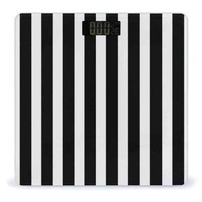 Black & White Stripe Bathroom Scale for Body Weight High Precision Digital Scale for Home Portable Weight Scale with Auto Step-On Function and Clear LCD Easy to Read