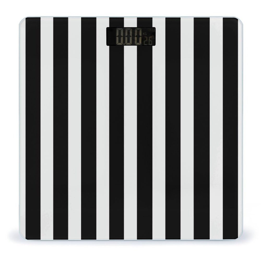 Black & White Stripe Bathroom Scale for Body Weight High Precision Digital Scale for Home Portable Weight Scale with Auto Step-On Function and Clear LCD Easy to Read