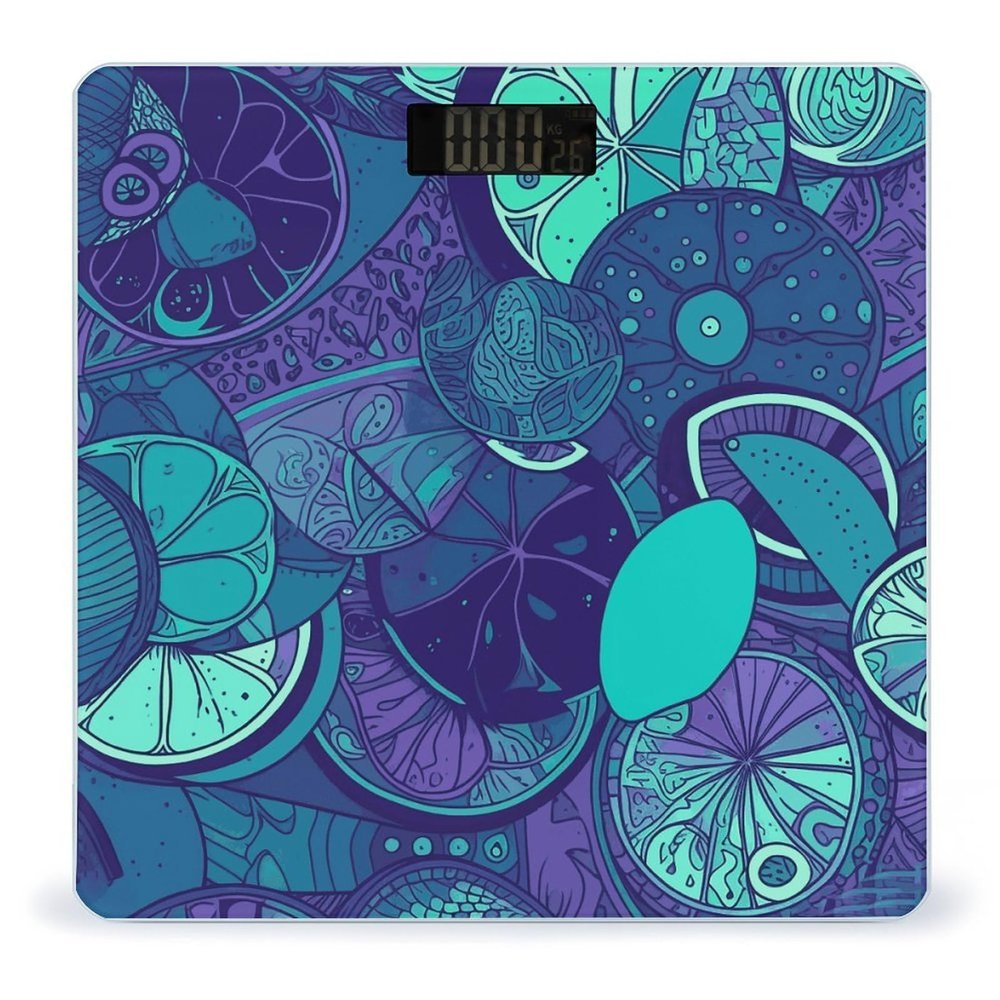 Blue Teal Lemon Bathroom Scale for Body Weight High Precision Digital Scale for Home Portable Weight Scale with Auto Step-On Function and Clear LCD Easy to Read