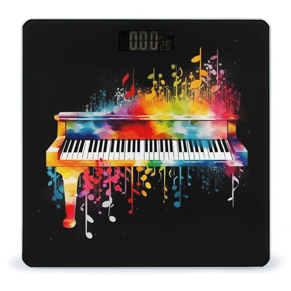 Colorful Piano Keyboard Music Note Bathroom Scale for Body Weight High Precision Digital Scale for Home Portable Weight Scale with Auto Step-On Function and Clear LCD Easy to Read
