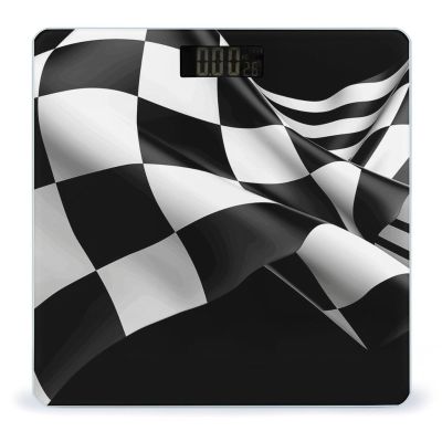 Black White Formula Checkered Flags Pattern Bathroom Scale for Body Weight High Precision Digital Scale for Home Portable Weight Scale with Auto Step-On Function and Clear LCD Easy to Read