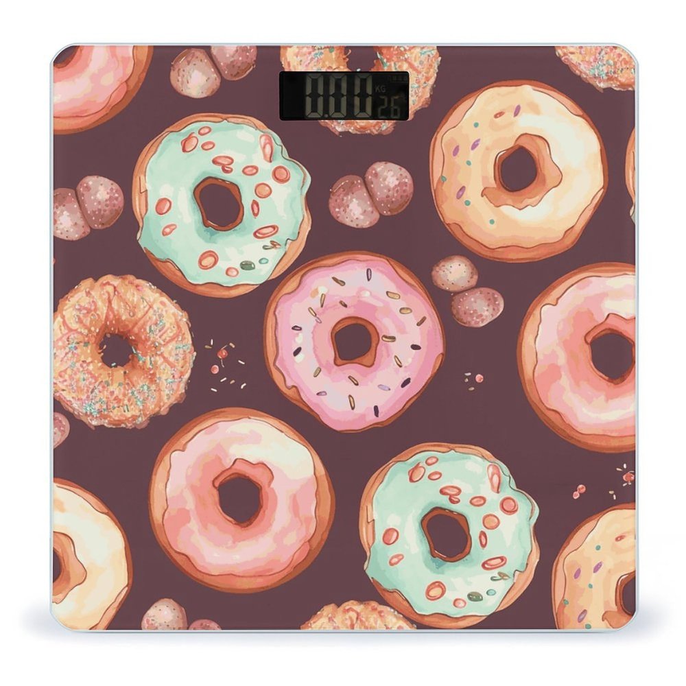Pretty Donuts Bathroom Scale for Body Weight High Precision Digital Scale for Home Portable Weight Scale with Auto Step-On Function and Clear LCD Easy to Read