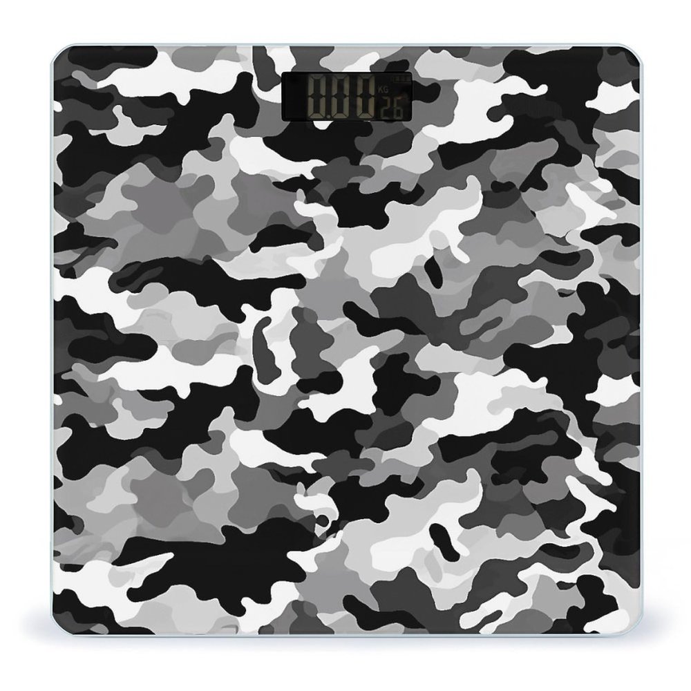 Black Grey White Camo Bathroom Scale for Body Weight High Precision Digital Scale for Home Portable Weight Scale with Auto Step-On Function and Clear LCD Easy to Read