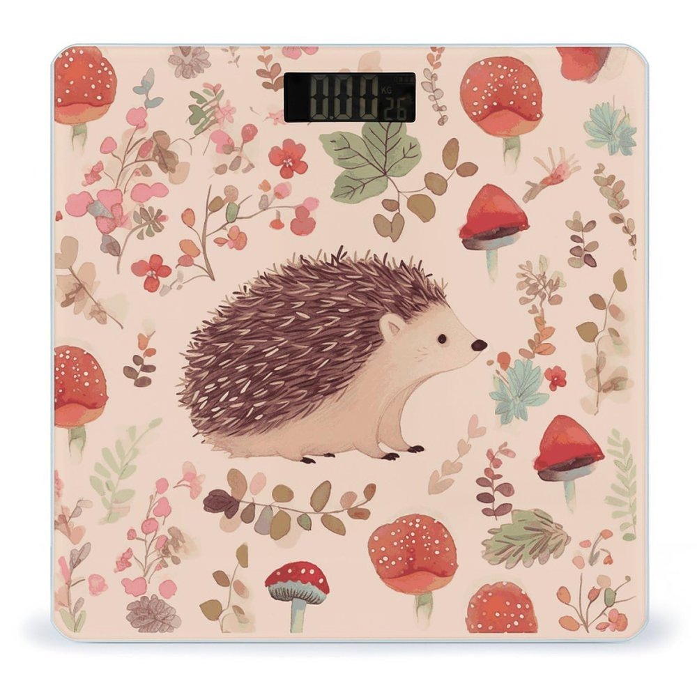 Lovely Hedgehog Bathroom Scale for Body Weight High Precision Digital Scale for Home Portable Weight Scale with Auto Step-On Function and Clear LCD Easy to Read