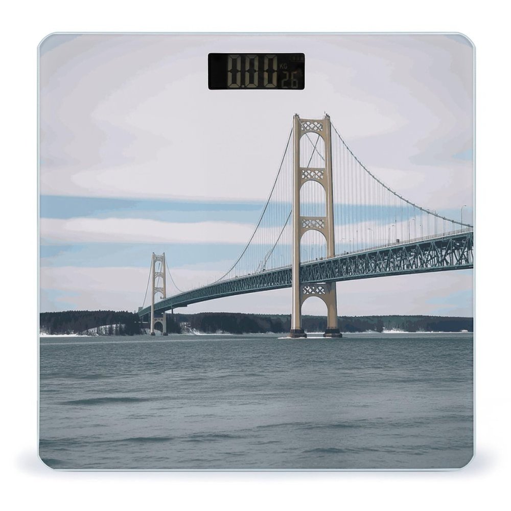 Mackinac Suspension Bridge Bathroom Scale for Body Weight High Precision Digital Scale for Home Portable Weight Scale with Auto Step-On Function and Clear LCD Easy to Read