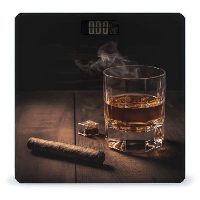 Cigar & Whiskey Bathroom Scale for Body Weight High Precision Digital Scale for Home Portable Weight Scale with Auto Step-On Function and Clear LCD Easy to Read