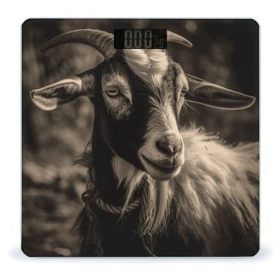 Black and White Goat Bathroom Scale for Body Weight High Precision Digital Scale for Home Portable Weight Scale with Auto Step-On Function and Clear LCD Easy to Read