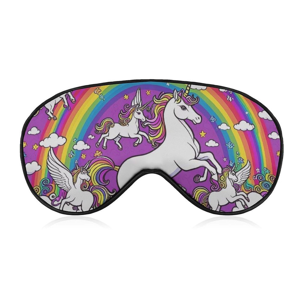 Lightweight Comfortable Magic Unicorn Rainbow Eye Mask with Elastic Band for Sleep Plane Work, Pressureless Blindfold Eyeshade