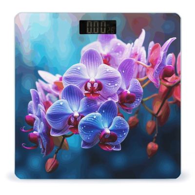 Colorful Orchids Flower Bathroom Scale for Body Weight High Precision Digital Scale for Home Portable Weight Scale with Auto Step-On Function and Clear LCD Easy to Read