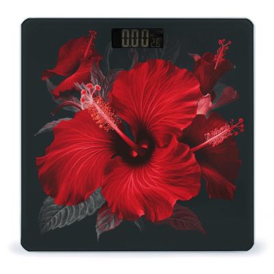 Red Hibiscus Flowers Bathroom Scale for Body Weight High Precision Digital Scale for Home Portable Weight Scale with Auto Step-On Function and Clear LCD Easy to Read