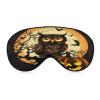 Black Tree Owl Pumpkin Head Eye Mask with Adjustable Strap Soft Breathable Sleep Mask for Home Office Travel Airplane Light Blocking Comfortable Eye Covers for Women Men view 1
