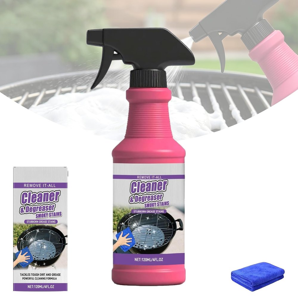Fast-Acting Heavy-Duty Grill Degreaser Spray - BBQ Grill Cleaner for Outdoor & Kitchen, BBQ Heavy Duty Degreaser Grill Cleaner Spray for Removing Stubborn Grease and Burnt-on Residue (1PCS)
