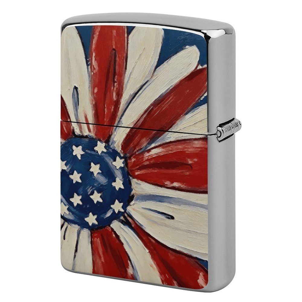 USA Flag Style Flowers Lighter Case Personalized Double-Sided Lighter Cover Metal Protector Reusable Graffiti Lighters Sleeve