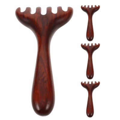 PERSELOSO 4pcs Gua Sha Scalp Massage Comb - Wooden Handheld Wooden Massager for Hair Care and Meridian - Guasha Scraping Comb for Neck and Face
