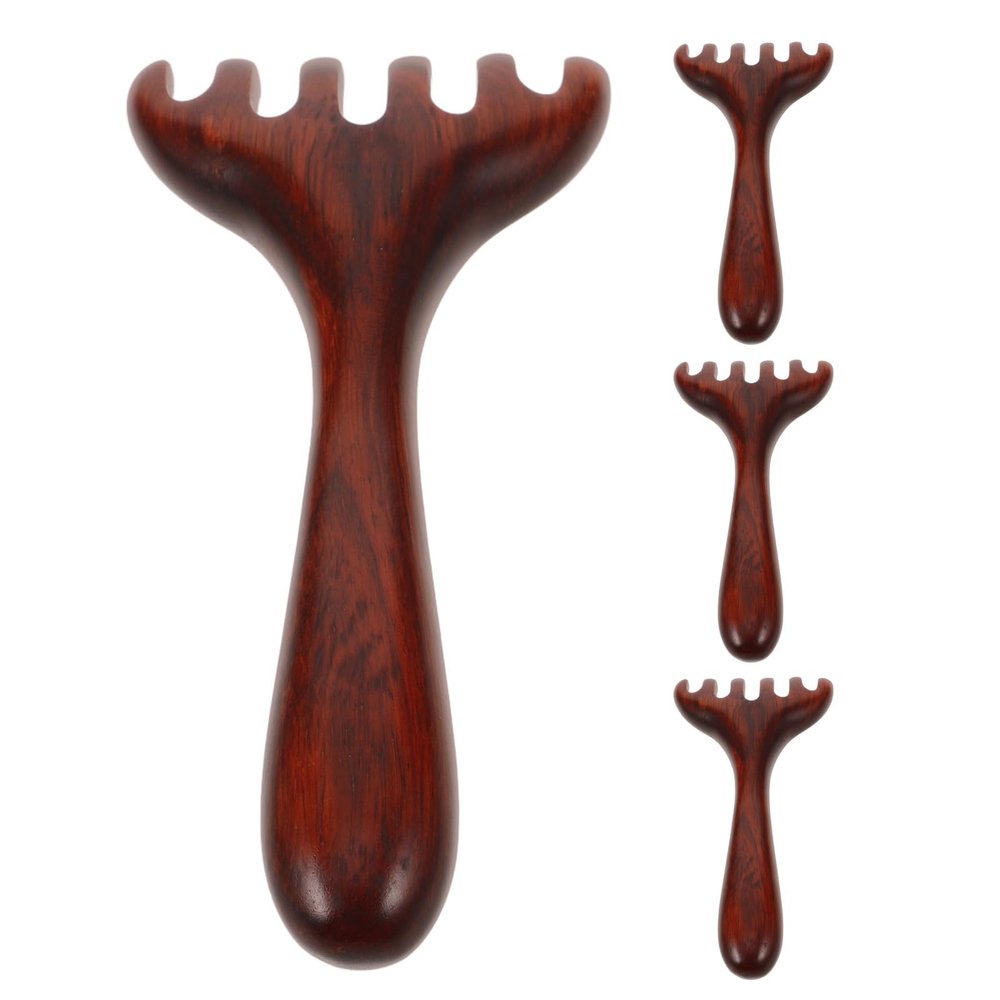 PERSELOSO 4pcs Gua Sha Scalp Massage Comb - Wooden Handheld Wooden Massager for Hair Care and Meridian - Guasha Scraping Comb for Neck and Face