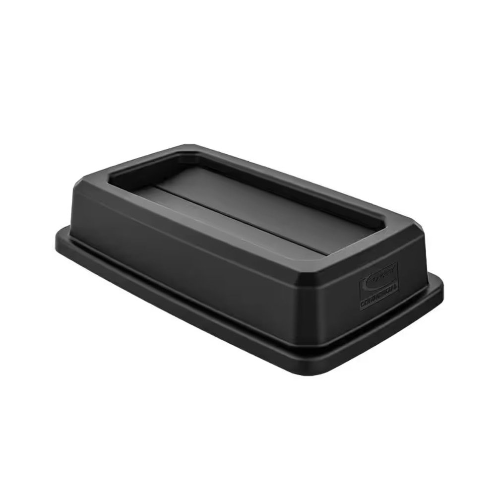 Double Flip Trash Can Lid in Sleek Black HA36588