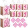 Paterr 6 Pcs Cowgirl Boots Burlap Tote Bags with Handles, Pink Western Cowgirl Jute Gift Bags with 6 Pink Paisley Bandanas Reusable Cowgirls Handbags for Bachelorette Rodeo Western Party Favors view 1