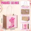Paterr 6 Pcs Cowgirl Boots Burlap Tote Bags with Handles, Pink Western Cowgirl Jute Gift Bags with 6 Pink Paisley Bandanas Reusable Cowgirls Handbags for Bachelorette Rodeo Western Party Favors view 2