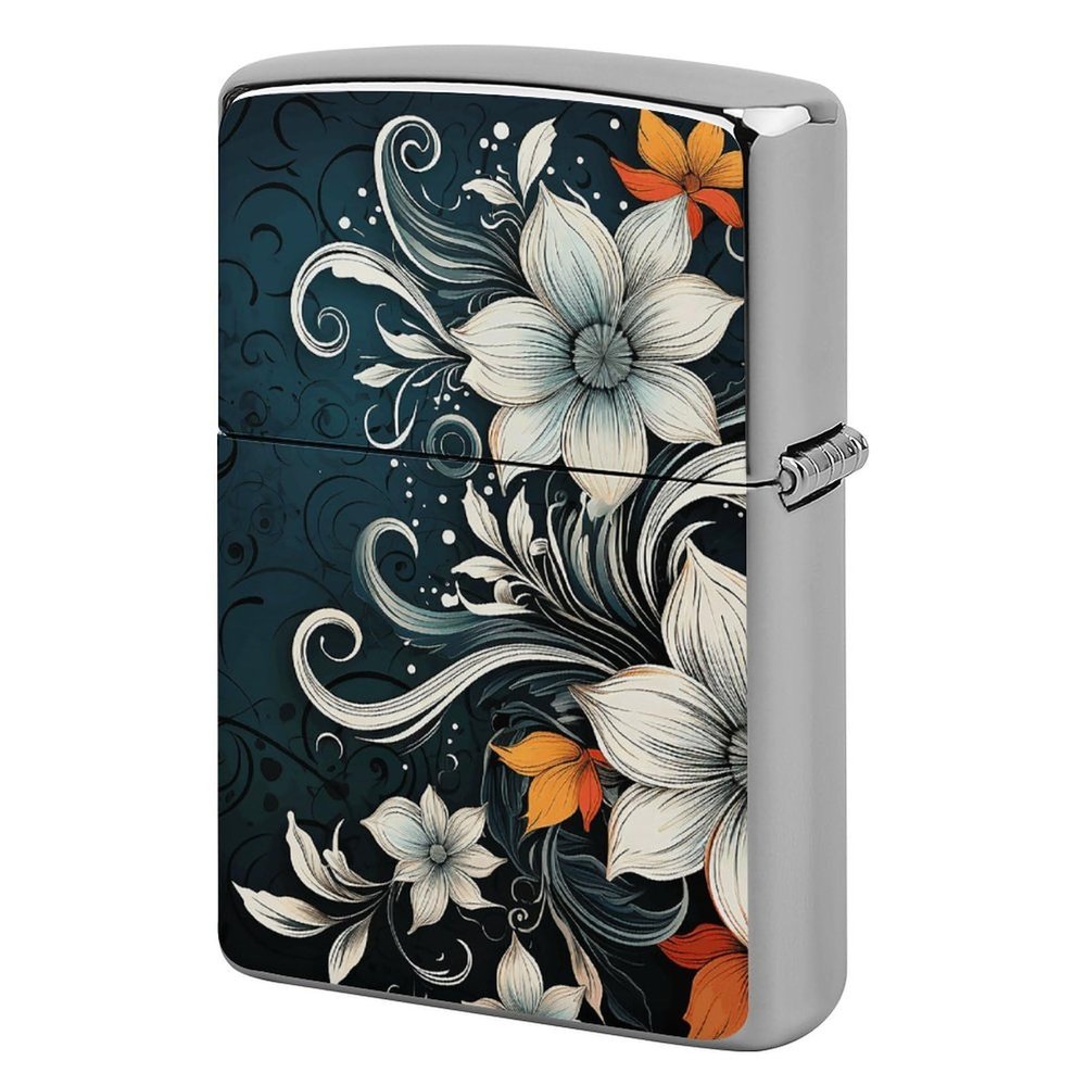 Novelty Boho Abstract Flowers Lighter Case Personalized Double-Sided Lighter Cover Metal Protector Reusable Graffiti Lighters Sleeve