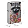 Floral Raccoon Lighter Case Personalized Double-Sided Lighter Cover Metal Protector Reusable Graffiti Lighters Sleeve view 2