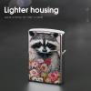 Floral Raccoon Lighter Case Personalized Double-Sided Lighter Cover Metal Protector Reusable Graffiti Lighters Sleeve view 4