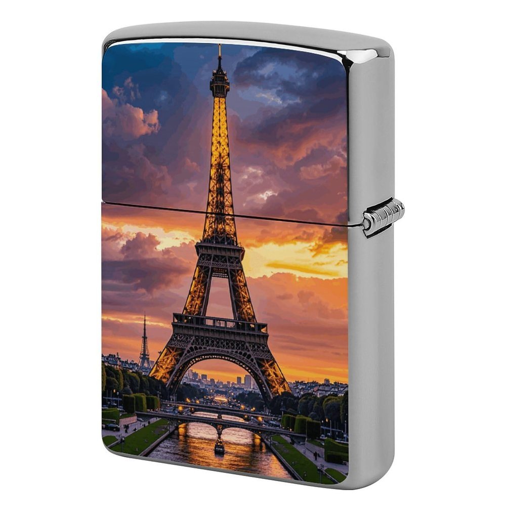 Beautiful Eiffel Tower Paris Lighter Case Personalized Double-Sided Lighter Cover Metal Protector Reusable Graffiti Lighters Sleeve
