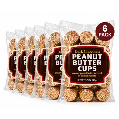 Trad,ersJoe Peanut Butter Cups Chocolate Candy, 54 Count 21 oz (6 bags 3.5 oz) - Creamy Dark Chocolate Miniature Cups for Baking, or Snacking - 54 pieces